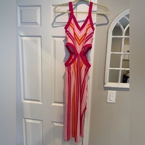 Dee Elly Women's Striped Dress Size S Pink Orange White